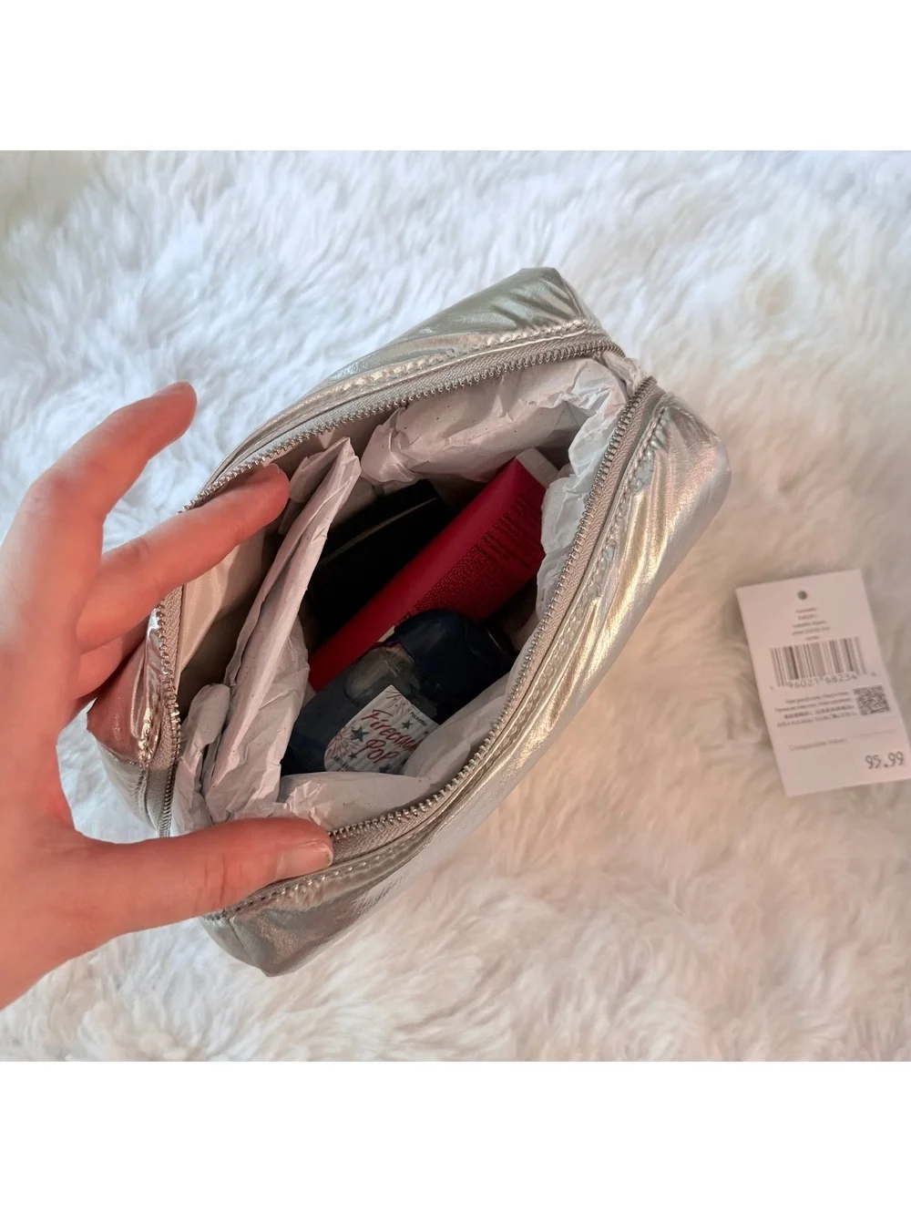 Kate Spade silver Carter Metallic Cosmetic Pouch